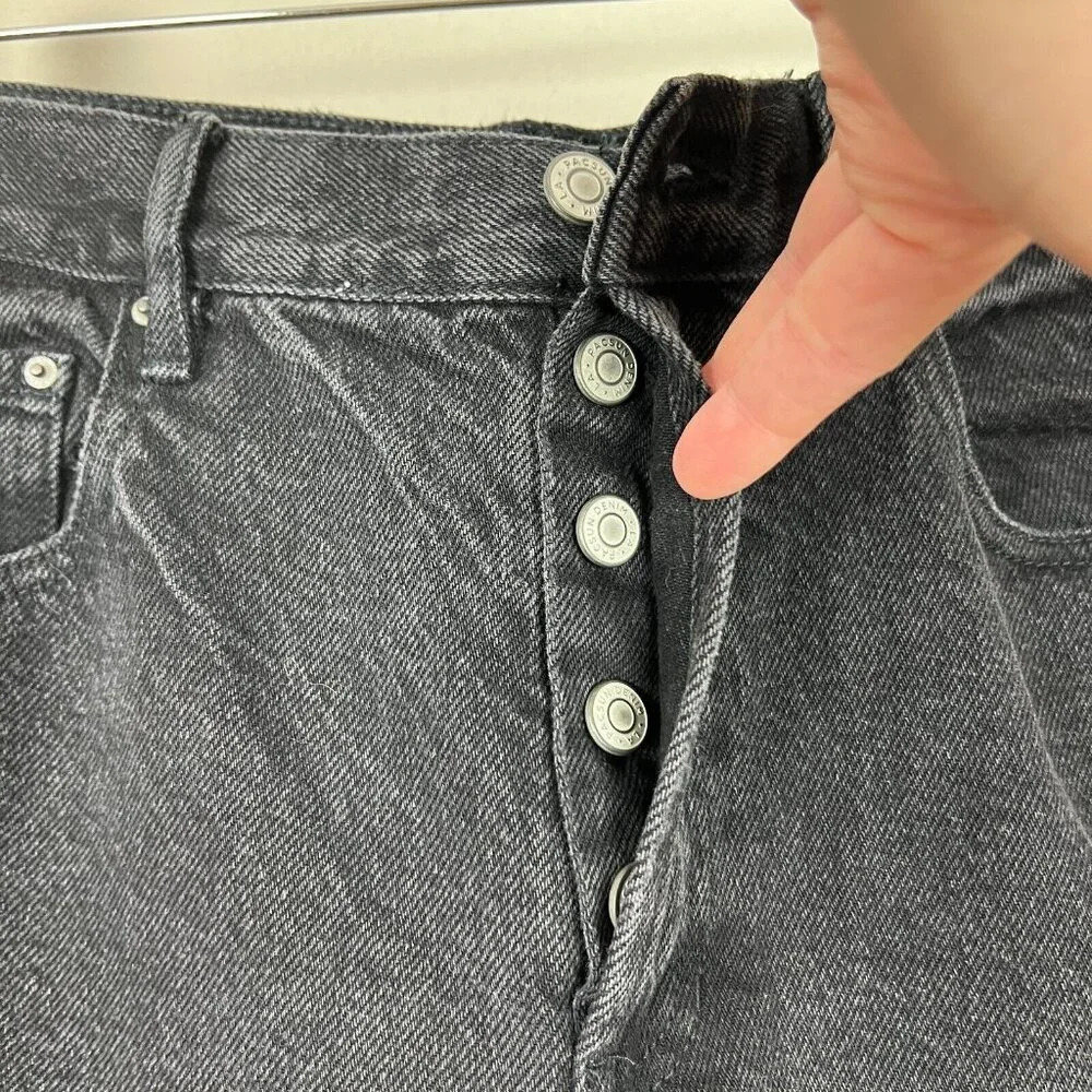 NEW PacSun Dad Jean Shorts Womens 28 Black High Rise Cut Off‎ Button Fly Denim